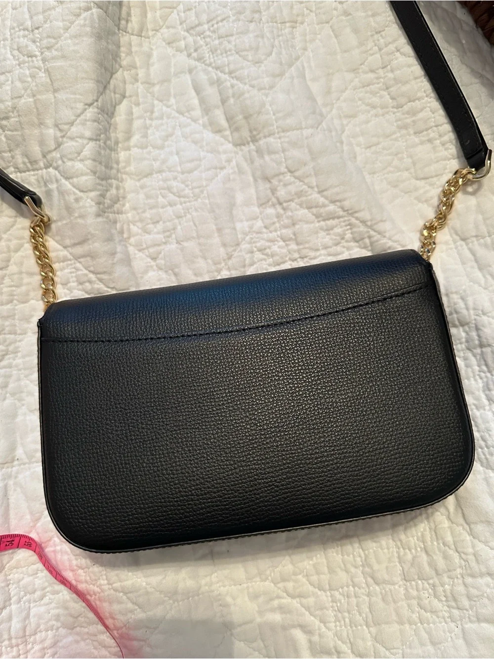 kate spade black leather shoulder bag with gold chain